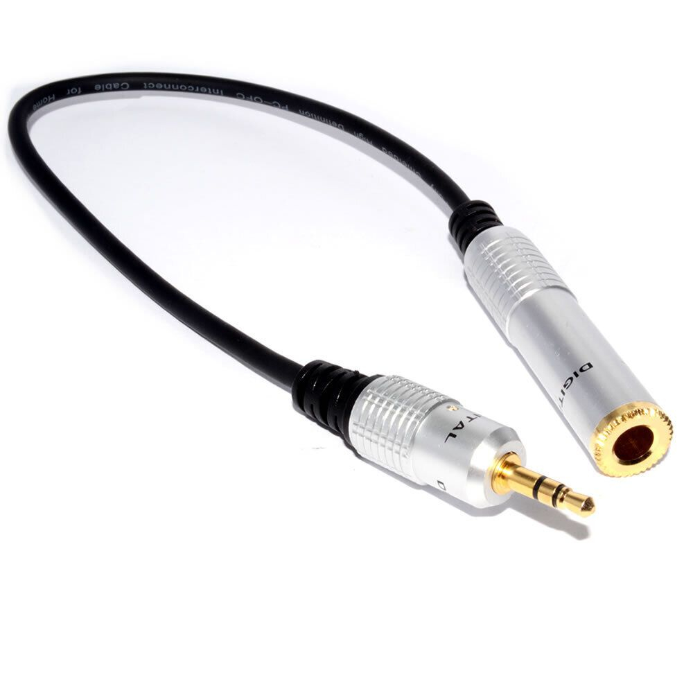0.3m Pure HQ OFC 3.5mm Jack to 6.35mm 1/4 inch Jack Socket Adapter Cable 30cm