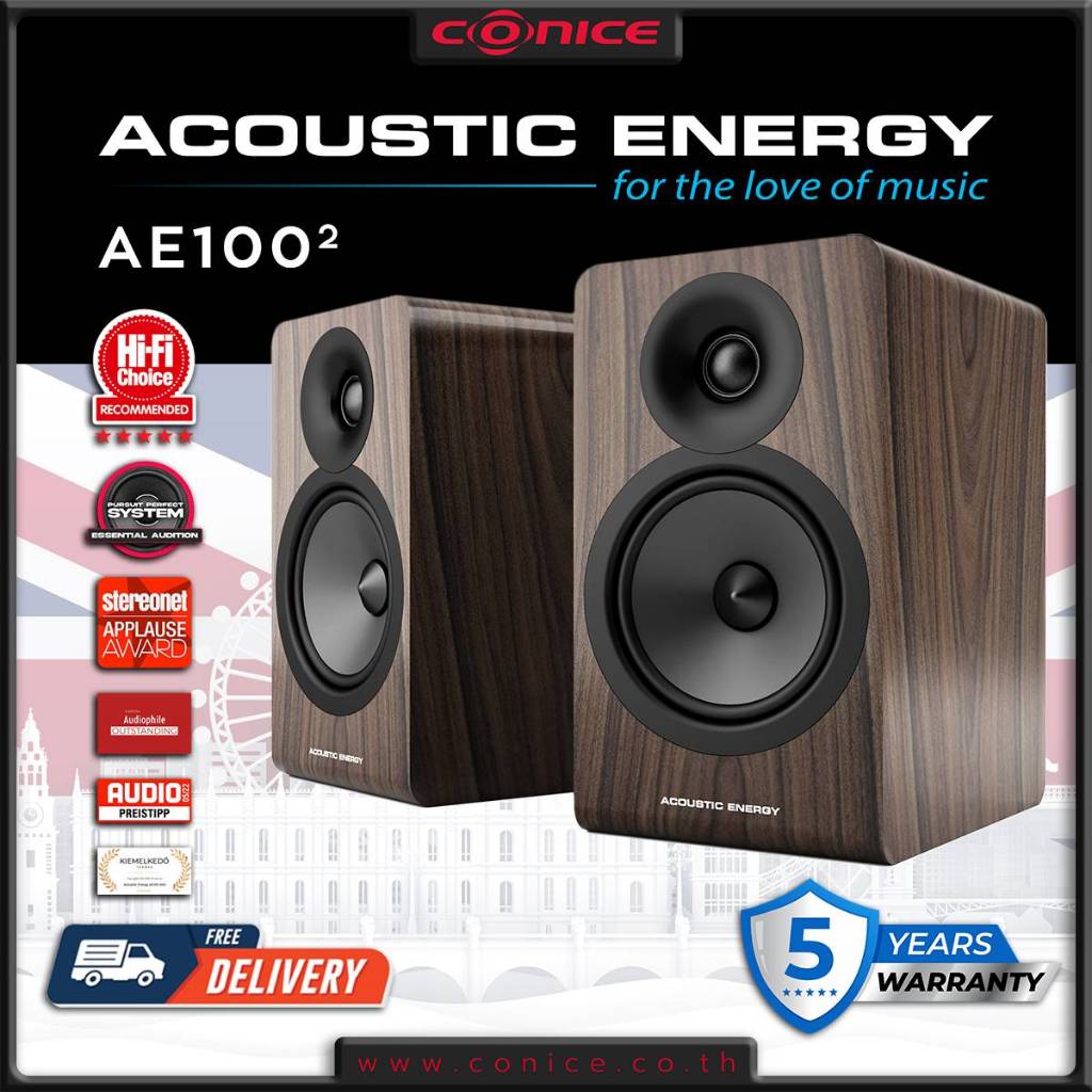 Acoustic Energy AE100² Compact Bookshelf / Standmount Loudspeakers ลําโพงบุ๊ค เชลล์ 2ทาง สี Walnut