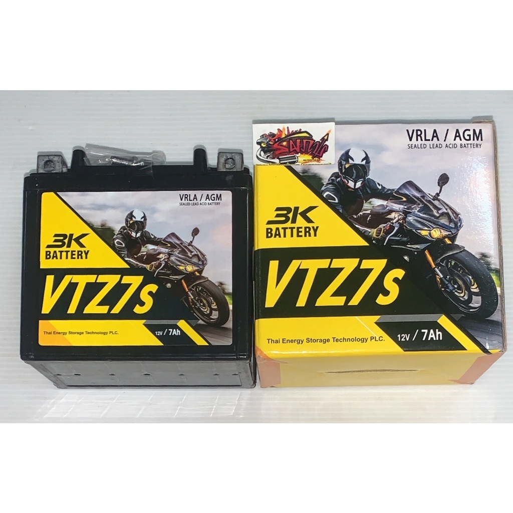 แบตเตอรี่ 3K คลิก125/PCX150/CBR150  3K VTZ7S 12V7Ah VRLA/AGM