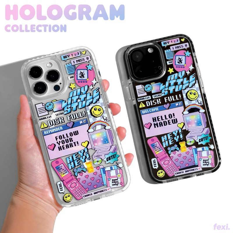 เคสไอโฟน ((สั่งทำชื่อได้)) “ Hologram “ iPhone Case for 12 - 16 series & Samsung S24 series.