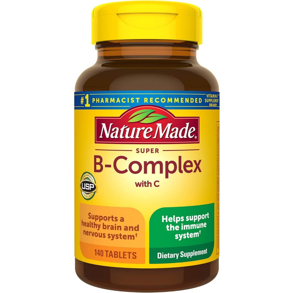 [ของแท้ 100%] NATURE MADE SUPER B COMPLEX WITH VITAMIN C SUPPORTS A HEALTHY BRAIN AND NERVOUS SYSTEM 140 TABLETS