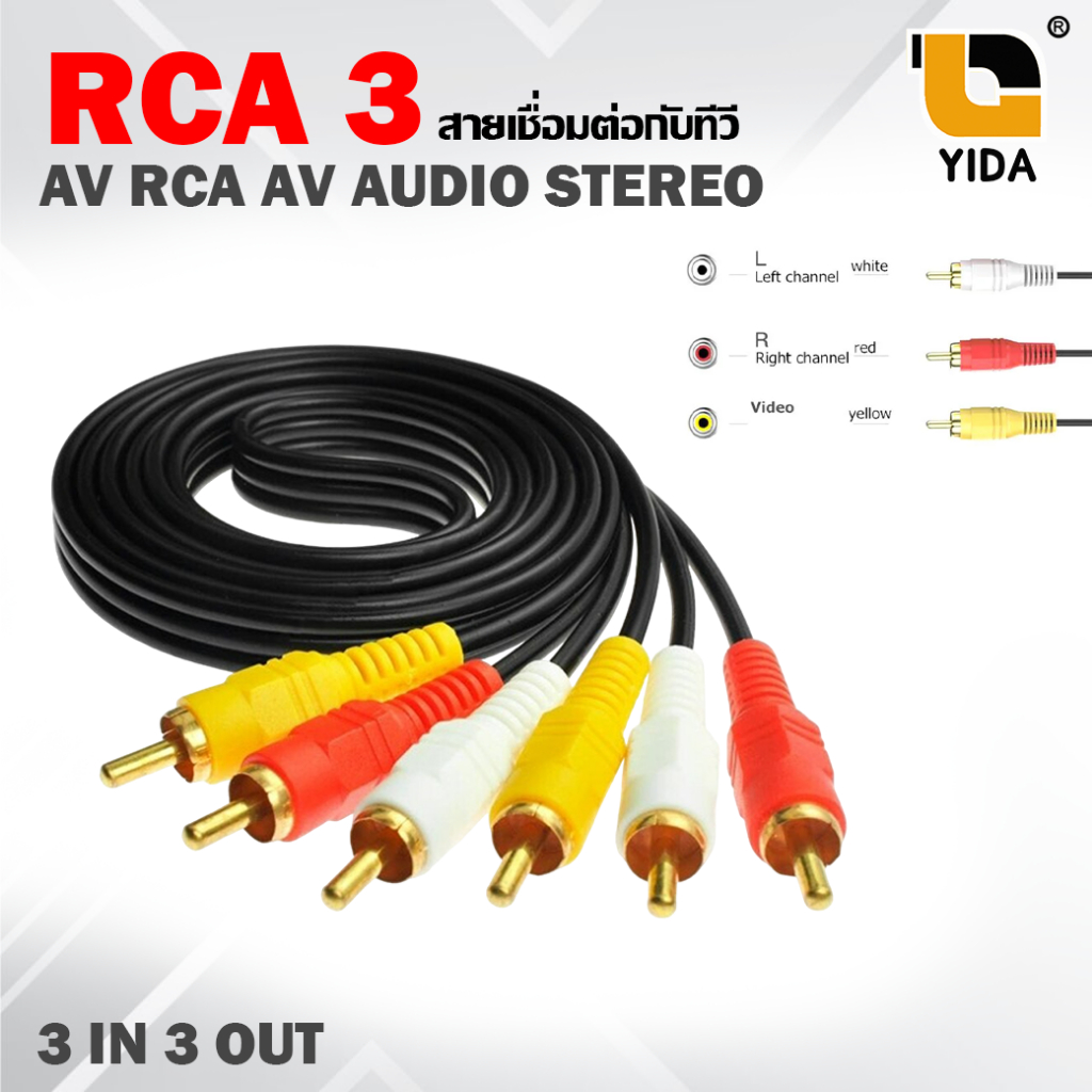 สาย RCA 3  สัญญาณภาพและเสียง  AV  RCA  Audio Stereo  ต่อทีวี