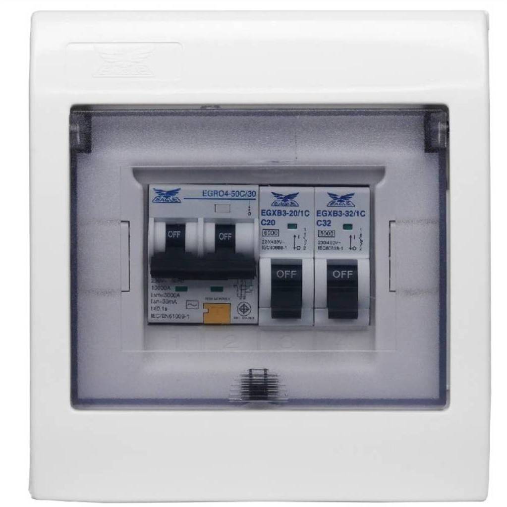 ตู้คอนซูมเมอร์เมนกันดูดสำเร็จรูป EAGLE รุ่น EG-CON4-MR50A ,EG-CON6-MR50Aกำลัง 50 แอมป์ สีขาว