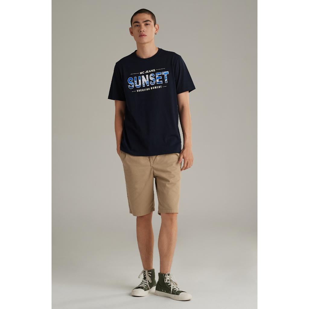 Mc jeans เสื้อยืดแขนสั้นผู้ชาย คอกลม สีกรมท่า MTTZ725