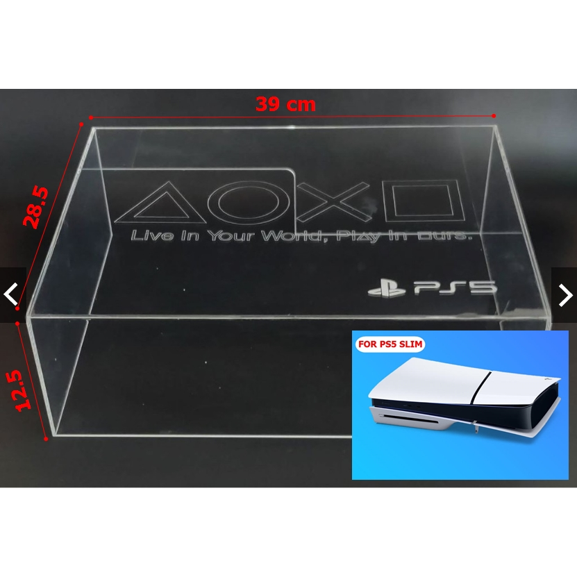 PS5 รุ่น Slim กล่องอะคริลิคใส สำหรับครอบสำหรับกันฝุ่น แบบวางแนวนอน ไม่ครอบตอนเล่นเกมนะคะ!!