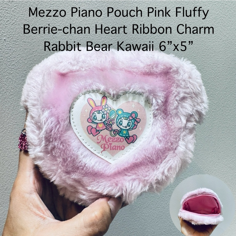 กระเป๋าซิป เมซโซ่ เปียโน งานสะสม Mezzo Piano Pouch Pink Fluffy Berrie-chan Heart Ribbon Charm Rabbit