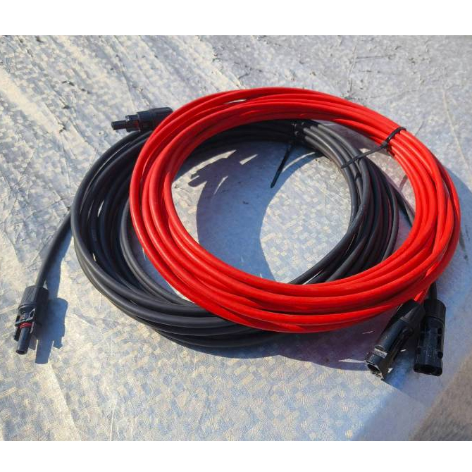 ายโซล่าเซลล์  ZTT 6mm2 DC PV cable สีแดงยาว 10 เมตร และ สีดำยาว 10 เมตร ยาวรวม 20 เมตร พร้อมหัว MC4 