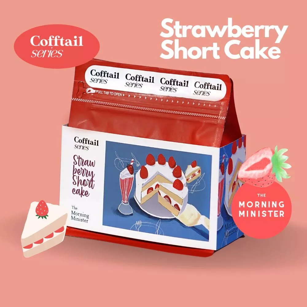 Strawberry Shortcake Coffee Bean - เมล็ดกาแฟหมักกลิ่นสตรอเบอร์รี่ช็อตเค้ก Cofftail Series ขนาด 250 กรัม