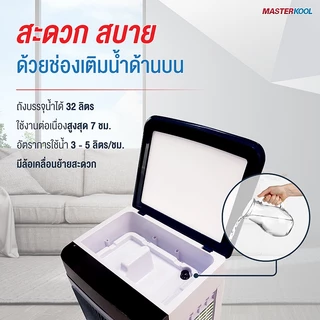 พัดลมไอเย็นมาสเตอร์คูล รุ่นMIK-S32EXL สีขาว ความจุน้ำ 32ลิตร รองรับพื้นที่ 35 ตารางเมตร
