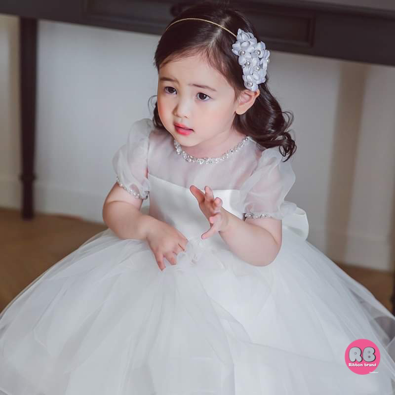 ชุดออกงานเด็กผู้หญิงสีขาว/ชุดราตรีเด็ก พร้อมส่งในไทย 26