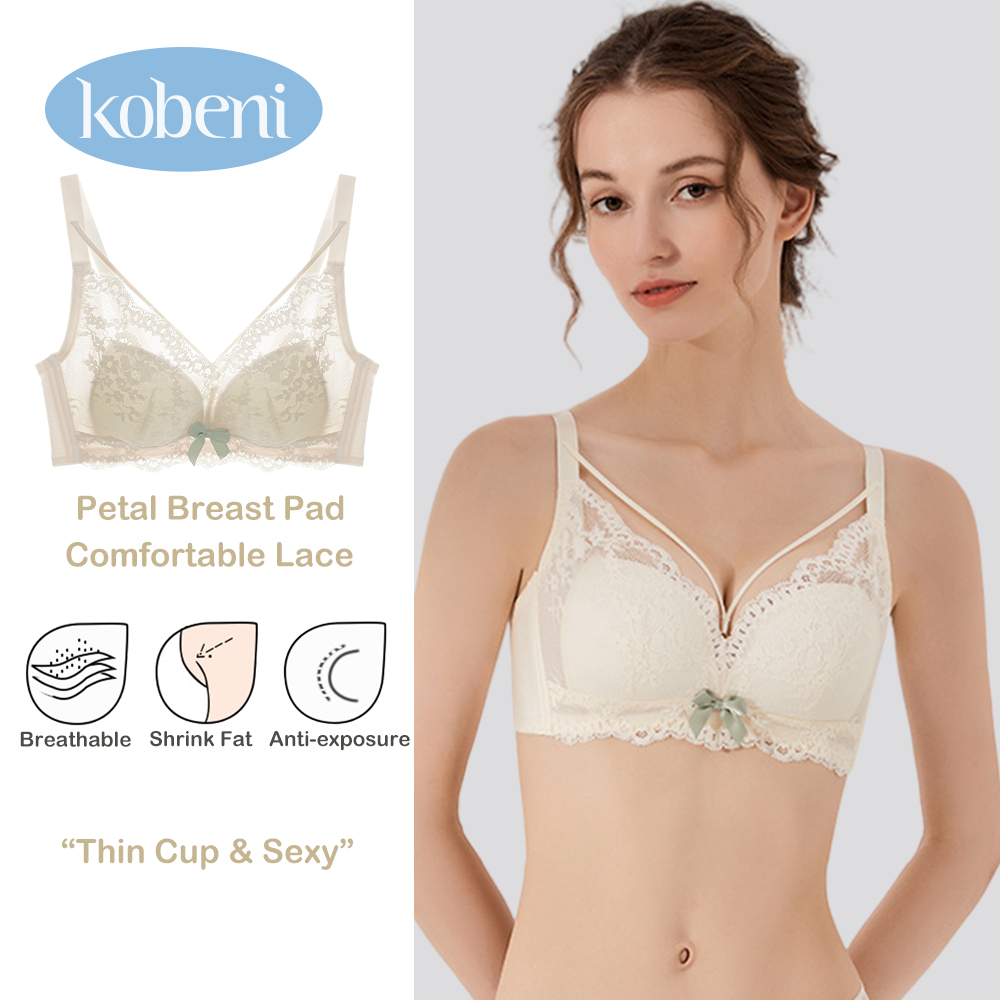KOBENI Lace Bra เสื้อชั้นในลูกไม้ ฟองน้ำบาง ชุดชั้นในดันทรง แต่งลูกไม้ สไตล์ญี่ปุ่น สุดเซ็กซี่ สําหรับผู้หญิง