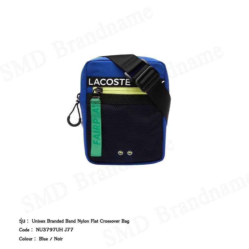 Lacoste กระเป๋าสะพายข้าง รุ่น Unisex Branded Band Nylon Flat Crossover Bag Code: NU3797UH J77