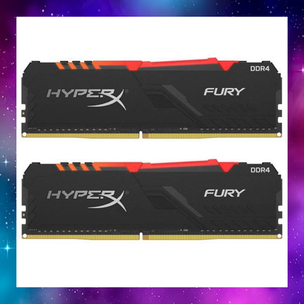 16GB (8GBx2) DDR4 2666MHz RAM (หน่วยความจำ) KINGSTON HyperX FURY RGB (HX426C16FB3AK2/16) ใช้งานปกติ ประกันLT