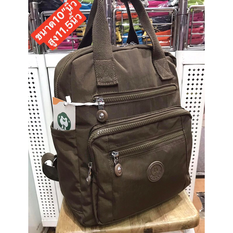 169-LK0519 กระเป๋าเป้+หิ้วได้ ผ้าร่ม รุ่น LK-0519  ขนาด ฐานกระเป๋า 10"  (สูง 11.5 ") มีทั้งหมด 5 ซิป  มี 7สีค่ะ