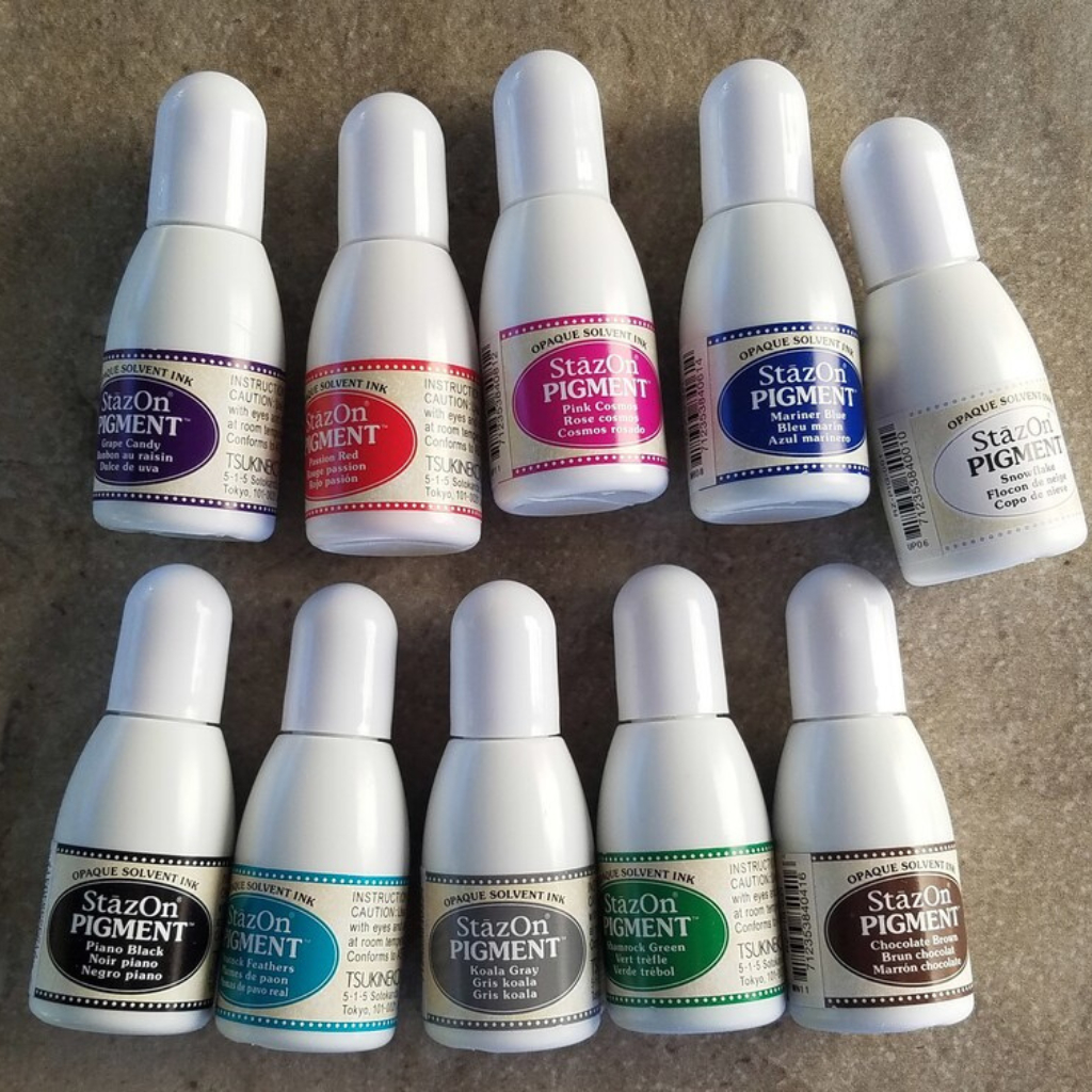 StazOn Pigment หมึกกันน้ำ ญี่ปุ่น หมึกเติมแท่น สำหรับปั๊มบน โลหะ, ผ้า,พลาสติก, ไม้, หนัง และอะคริลิคขนาด 15 มล