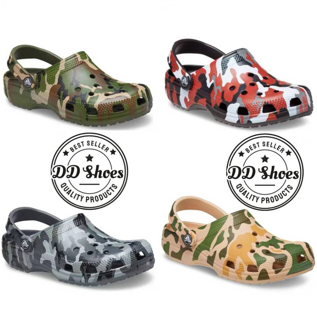 Crocs Classic Camo /Buy1Pair free4Jibbitzs=100฿/ รองเท้าหัวโตผู้หญิ่งและผู้ชาย เบาและนี่มใส่สวยสบายเท้ามาก พร้มส่งในไทย