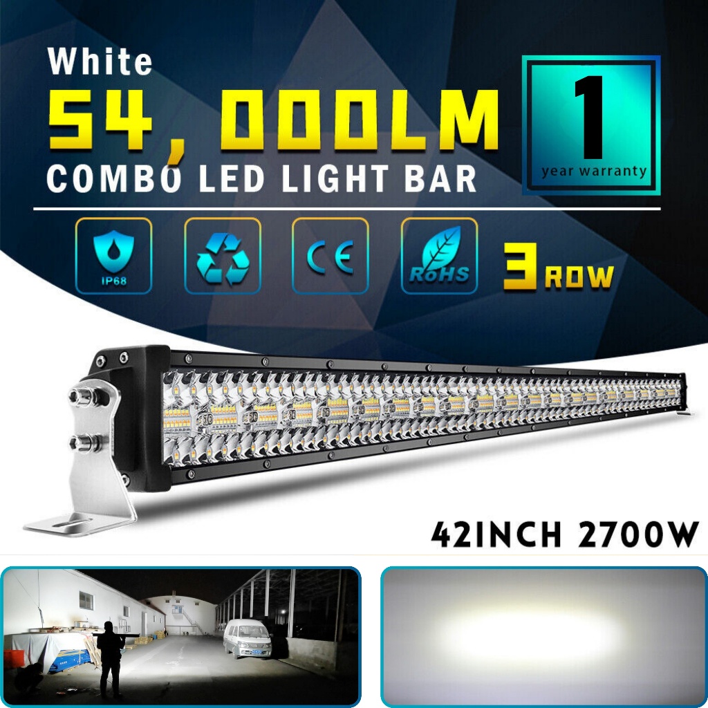 42นิ้ว 54000LM เเพค 3แถว 12Dตัวสะท้อนแสง SPOT/FLOOD COMBO BEAM 2700ฟช่วยตัดหมอก เเสงขาว ไลท์รถยนต์ ไฟหน้ารถ ไฟสปอร์ต