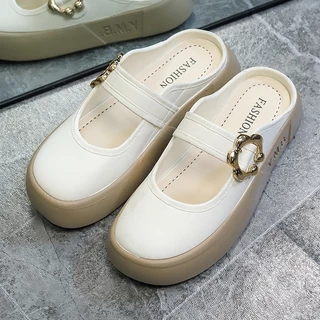 รองเท้าคัชชูเปิดส้น ใส่สบายทรงสวยไม่กัดเท้า พื้นนิ่มมีสายดาด