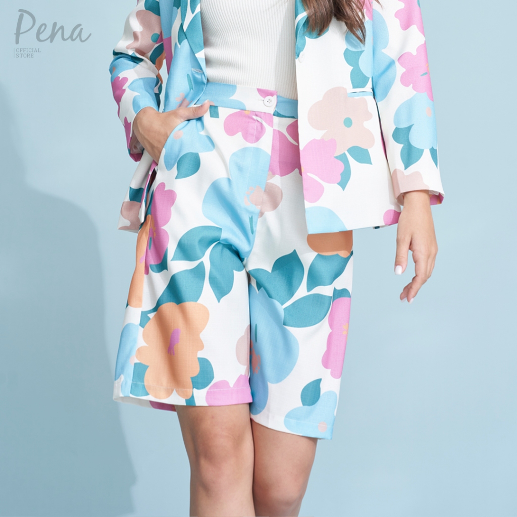 Pena house กางเกงขาสั้น ทรงกระบอก ผ้าพิมพ์ลาย POPS042401