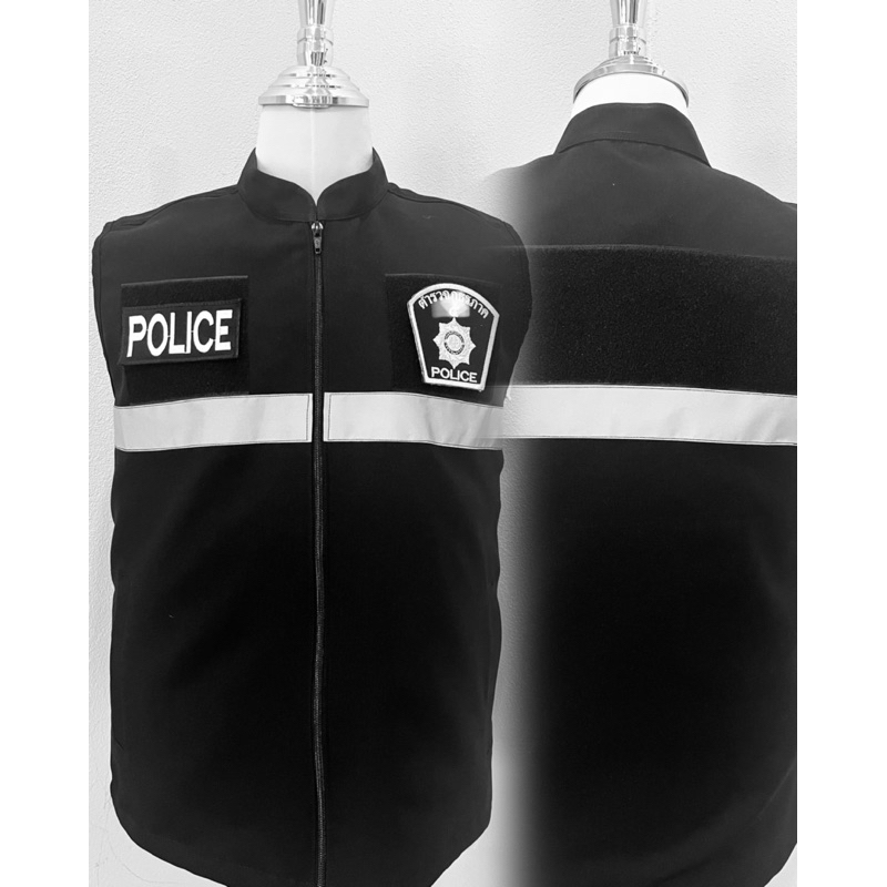 เสื้อกั๊กสีดำ (พร้อมส่ง)ตำรวจ ฝ่ายปกครอง อสม. หน่วยงานอื่น ผลิตในไทย ซับในทั้งตัว (ไม่รวมอาร์มค่ะ)