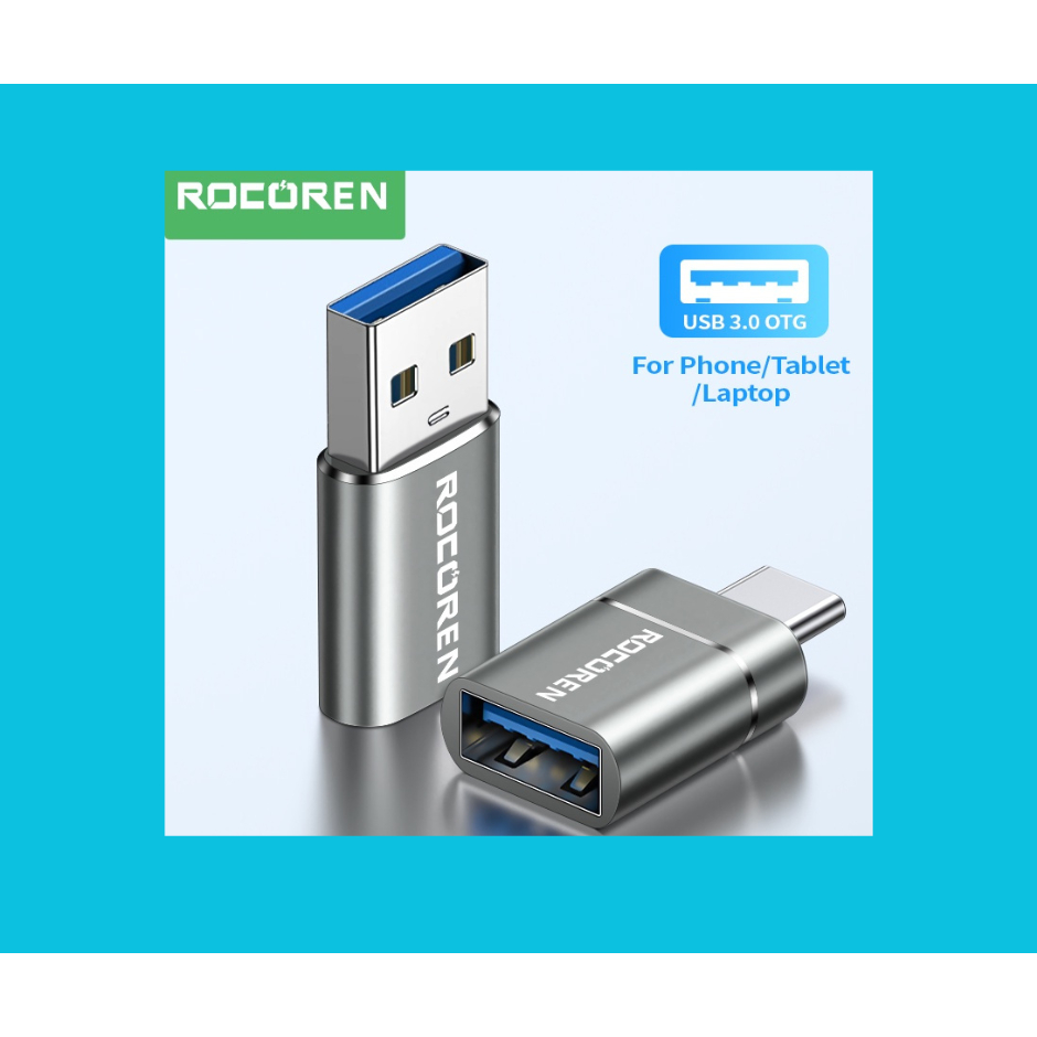 Rocoren อะแดปเตอร์แปลง OTG USB Type C ตัวผู้ เป็น USB A 3.0 ตัวเมีย สําหรับ MacBook Samsung S22 S20 