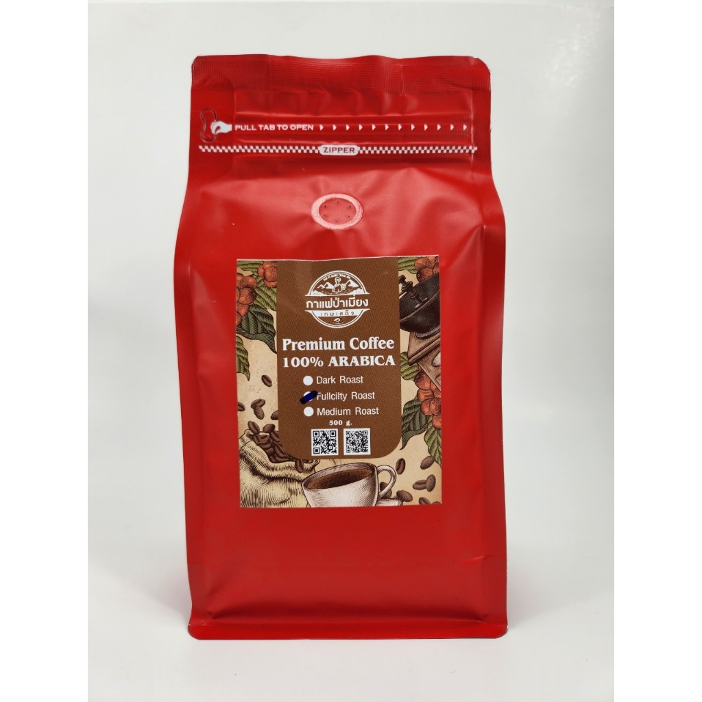 กาแฟคั่ว/คั่วกลางพรีเมี่ยม 1กิโลกรัม(แบบเมล็ดไม่บด)(Premium Coffee beans Fullcity roast) อาราบิก้าเทพสเด็จ100%