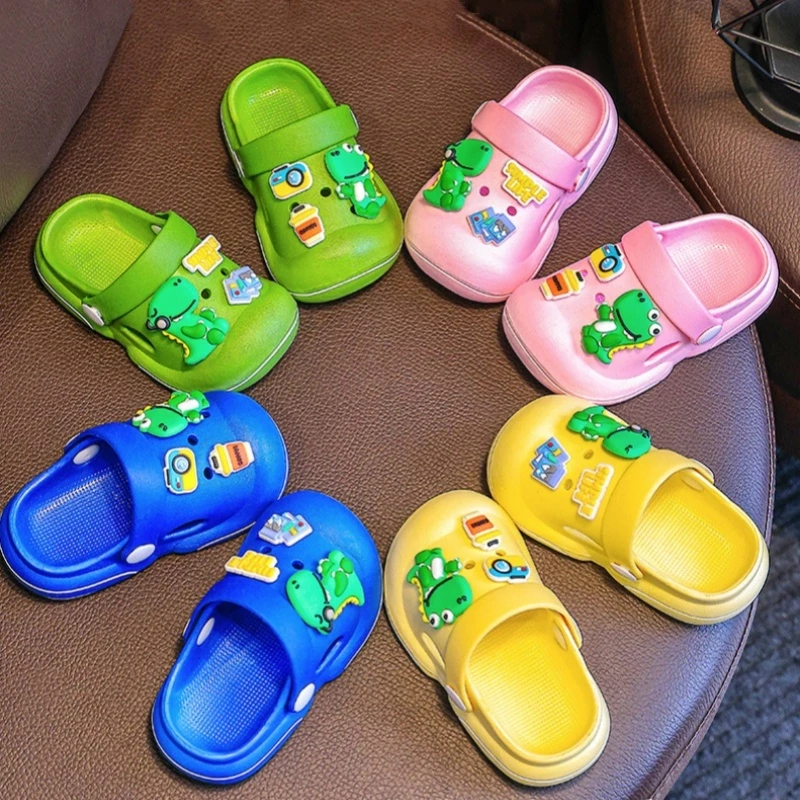 พร้อมส่งในไทย ** รองเท้ารัดส้นเด็ก รองเท้าแตะเด็กหัวโต แต่งการ์ตูนไดโนเสาร์น่ารัก รองเท้าลำลองเด็ก ยางนิ่ม มีกันลื่น
