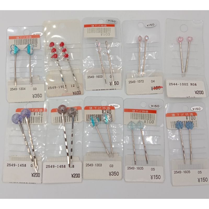 New japan กิ๊บผม ลูกปัดใสสไตล์ญี่ปุ่นแท้ ยาวประมาณ4-5cm. ราคาต่อแผง