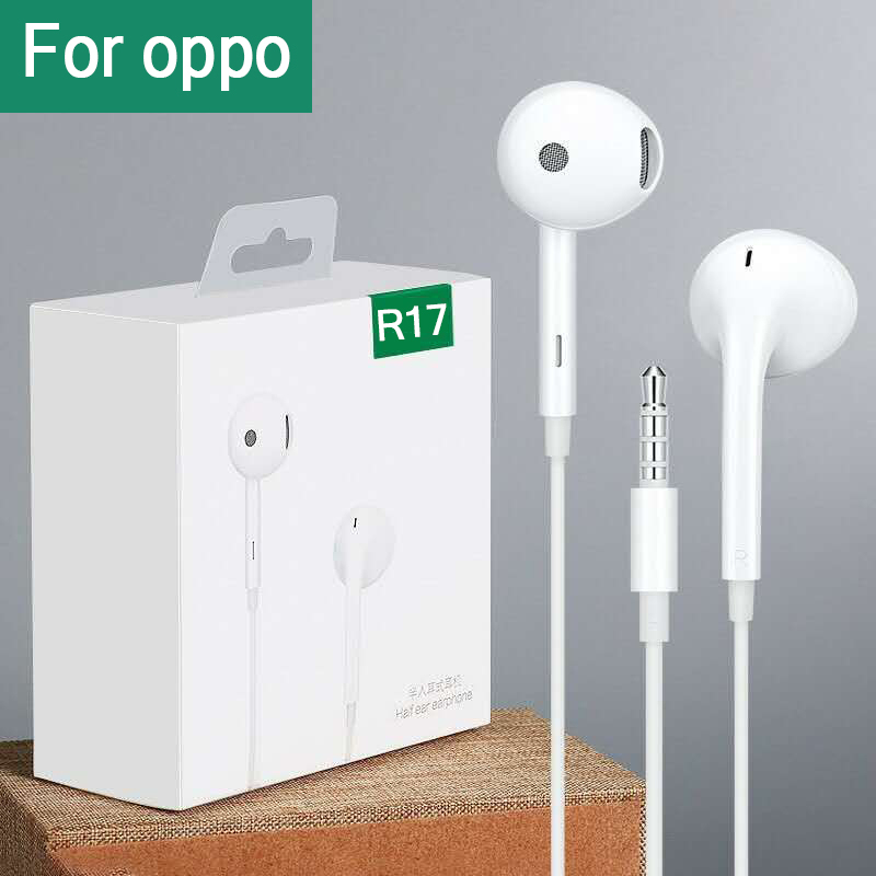หูฟัง oppo r11 r17 3.5mm MH135 ไมโครโฟนในตัว ช่องทางซ้ายและขวา คุณภาพเสียง ของแท้ รับประกัน 1 ปี AAA
