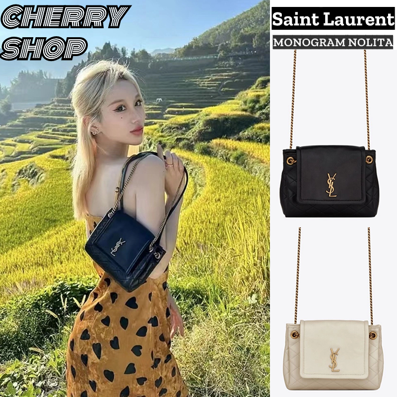 🍒อีฟ แซงต์ โลร็องต์ Yves Saint Laurent YSL MONOGRAM NOLITA Sheepskin mini bag🍒กระเป๋าสะพาย