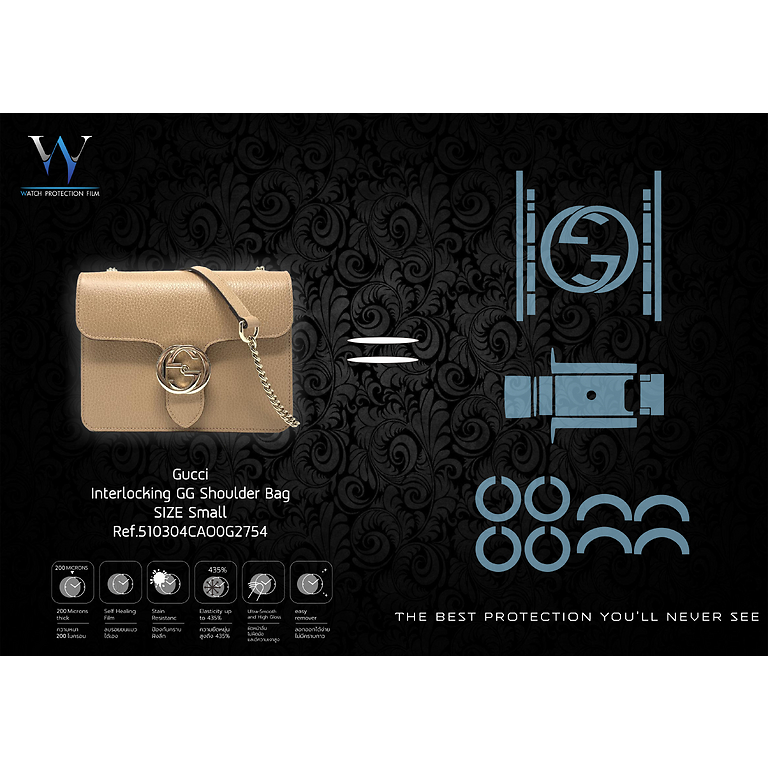 ฟิล์มกันรอยนาฬิกา Watch Protection Film Gucci Interlocking GG Shoulder Bag Size Small Ref.510304CA00G2754