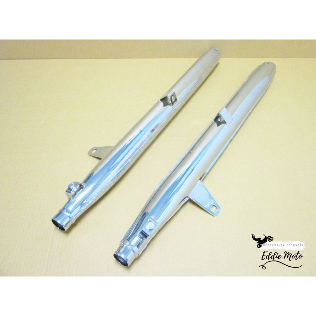 EXHAUST MUFFLER CHROME PIPE SET Fit For SUZUKI K125 // ท่อไอเสีย ท่อคู่ ท่อมีตะเข็บ ชุบโครเมี่ยม