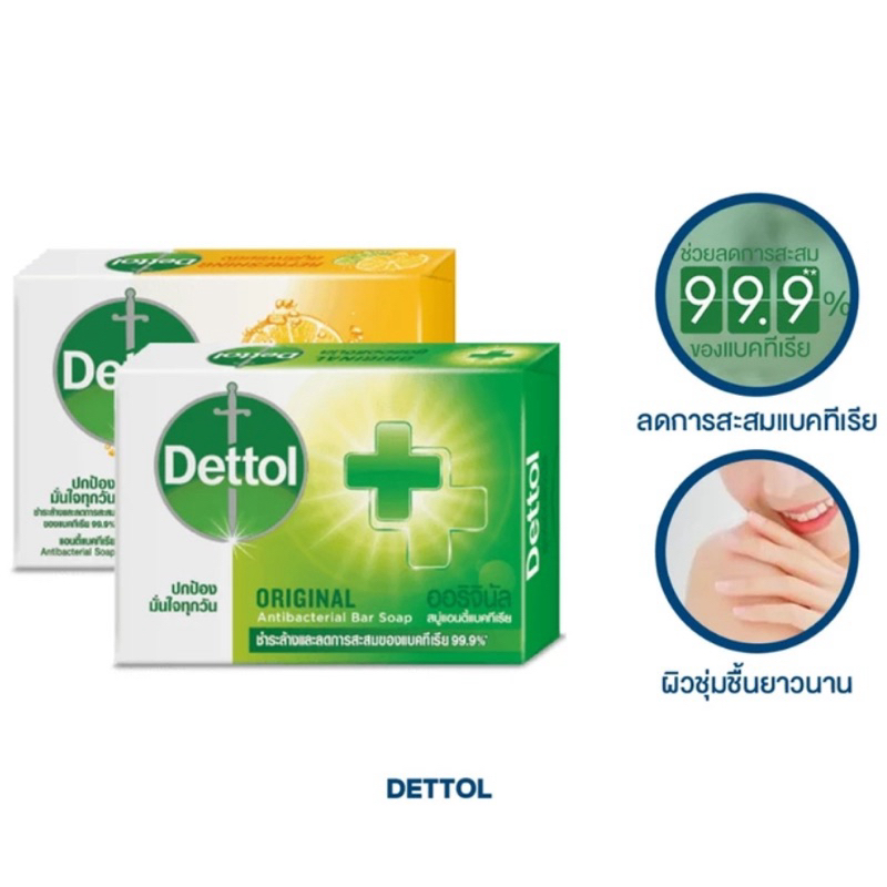 พร้อมส่ง📍 Dettol เดทตอล สบู่ก้อน แอนตี้แบคทีเรีย 1 ก้อน ขนาด 60 กรัม  กลิ่นหอม สบู่อาบน้ำ สบู่เดทตอล soap