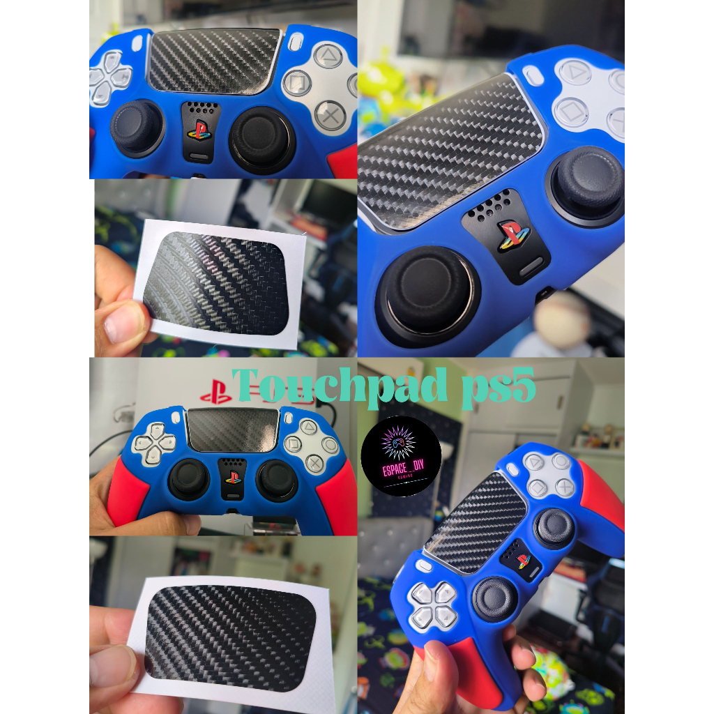 ps5,ps5slim สติ๊กเกอร์Touchpad จอย ps5 เคฟล่าด้าน,เคฟล่าเงา ฉ่ำๆ เกดติดรถยนตร์