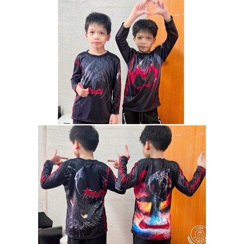 เสื้อเด็กแขนยาว ดอนผีบิน!NEWผ้ามันไมโคร (รบกวนดูตารางไซส์ก่อนสั่งซื้อ)เด็ก2-12 ปี น้ำหนักไม่เกิน40โล(ไม่มีกางเกงน่ะค่ะ)