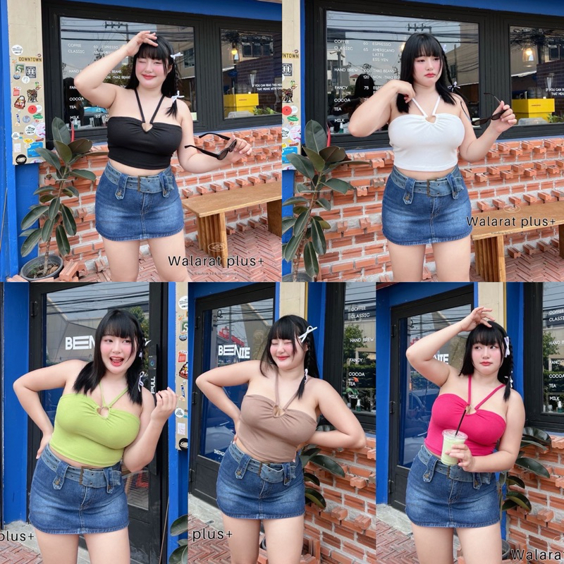 /WP/ เสื้อแต่งห่วงอกหัวใจ เสื้อสาวอวบ พลัสไซส์ 2ไซส์ อก34-52“