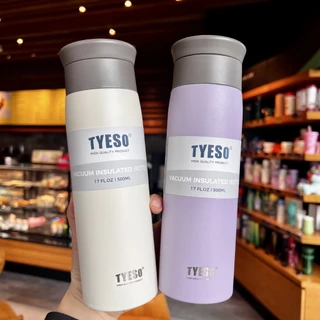 TYESO แก้วเก็บอุณภูมิ 500ML แก้วกาแฟ กระติกน้ำสูญญากาศ ความเย็นของแท้แก้วสแตนเลส