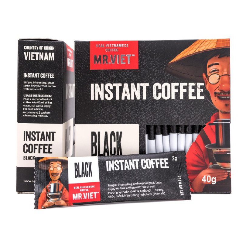 [Premium] Mr.Viet Instant Black Coffee (2กรัม*20ซอง) กาแฟดำ อาราบิก้า กาแฟเวียดนาม ของแท้ 100%