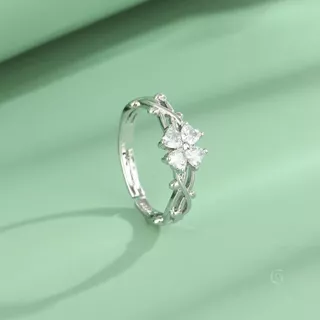 GLAMOR✨แหวนเงินแท้ Vine Blossoms แหวนเงิน แหวนฟรีไซส์ แหวนเพชร สไตล์เกาหลี แหวนแฟชั่น แหวนผู้หญิง