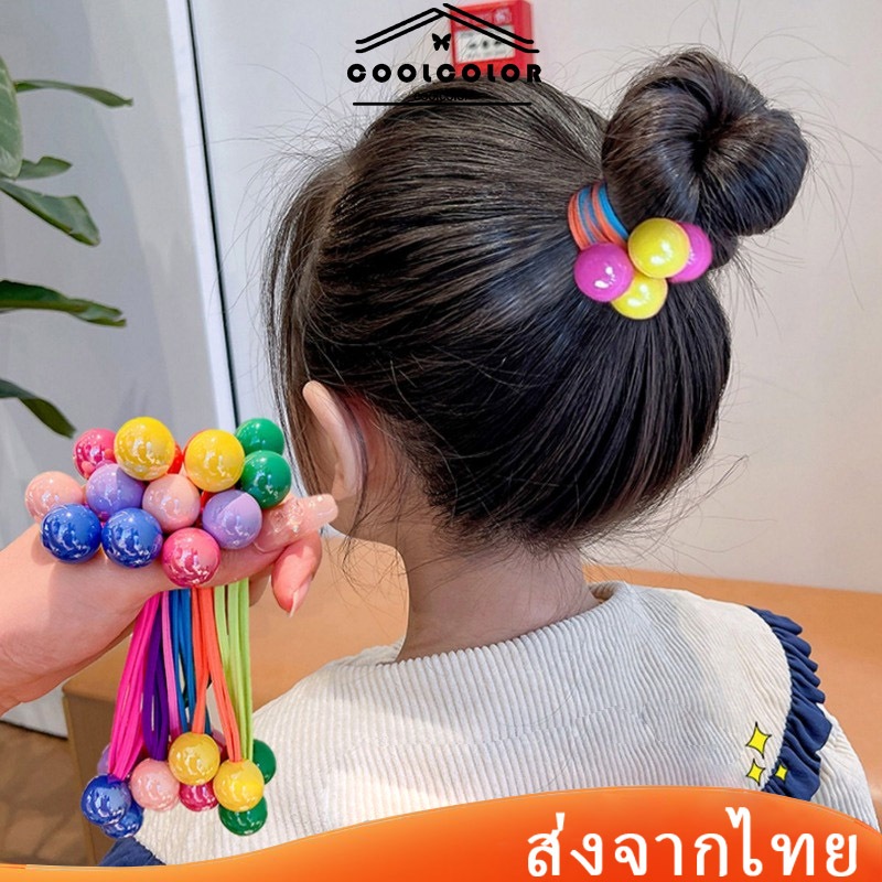 ในไทย💖ยางรัดผมความยืดหยุ่นสูงสีลูกกวาดยางรัดผมหางม้าทรงกลมแฟชั่นเกาหลีโดปามีนเด็กเครื่องประดับผม.COD