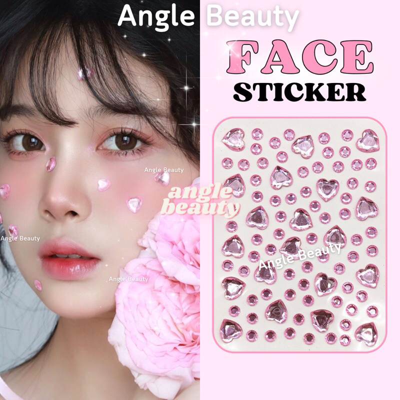 พร้อมส่งด่วน สติ๊กเกอร์ติดหน้า เพชร หัวใจ ตกแต่งใบหน้า