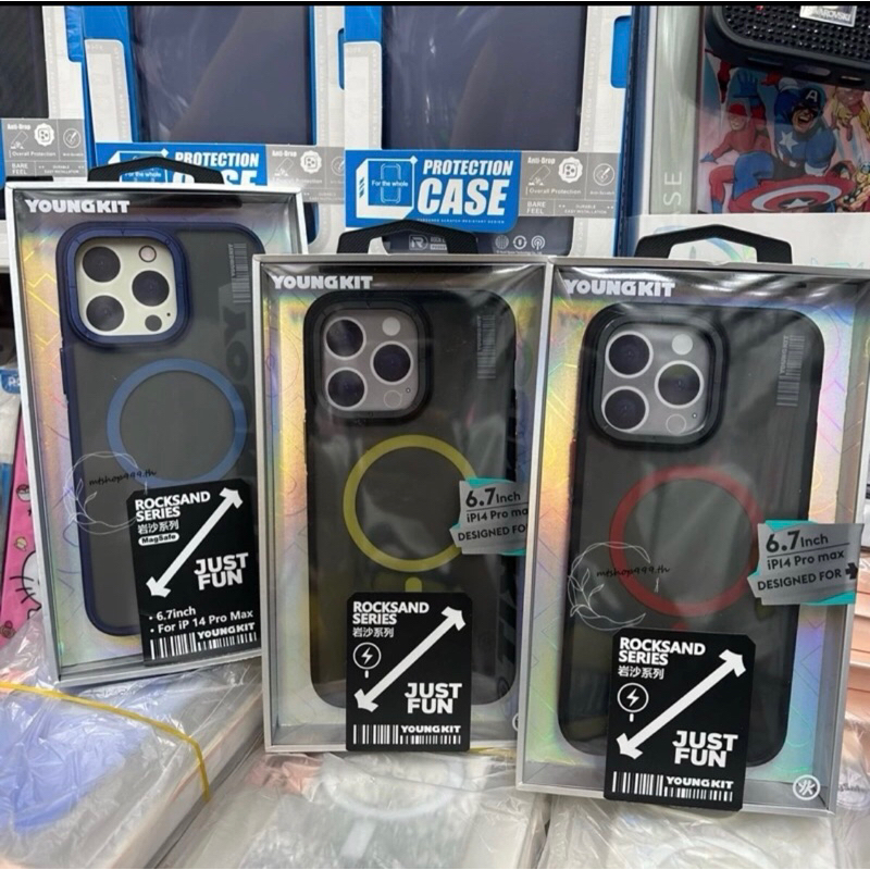 YOUNGKIT 2023 New!!! เคสแม่เหล็กขอบสี หลังด้าน สุดเท่ สำหรับ 14Pro / 14ProMax