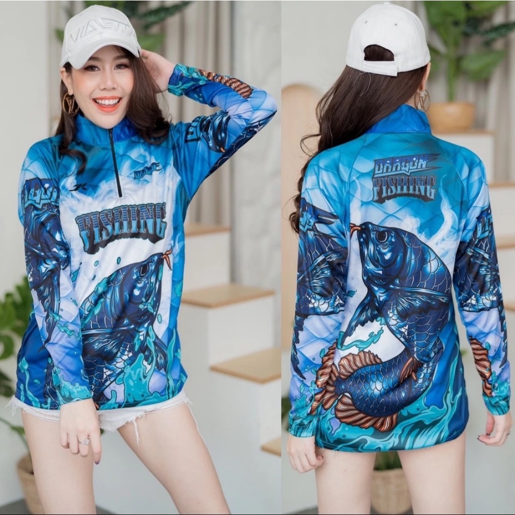 DRAGON FISH เสื้อตกปลาแขนยาว JK Thailand กันยูวี ป้องกันรังสี UV 80% นุ่มสบาย ชาย หญิง