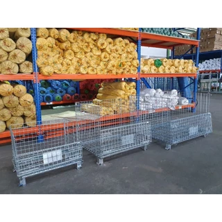ตะแกรงเหล็กพับได้ มีล้อ รับน้ำหนัก500-800kg ตะแกรงเหล็กมีล้อ พับเก็บได้ วางทับได้4ชั้น ที่เก็บของอเนกประสงค์