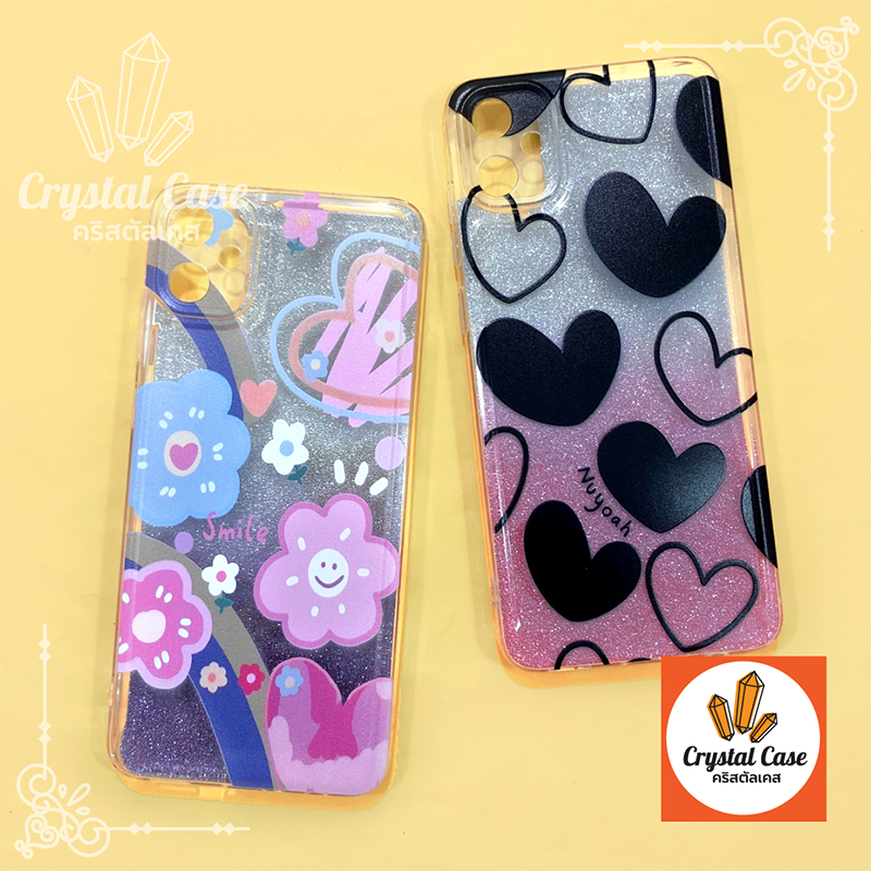เคส Realme C53 C55 และ Xiaomi Redmi 9A Redmi 12C Redmi 13C กันกล้องแผ่นกากเพชรไล่สีพิมพ์ลายการ์ตูน