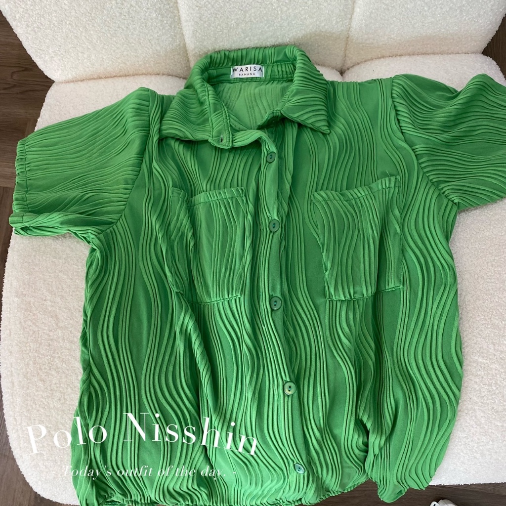 เสื้อเชิ้ตกระดุมหน้า ผ้านิชชิน อก46