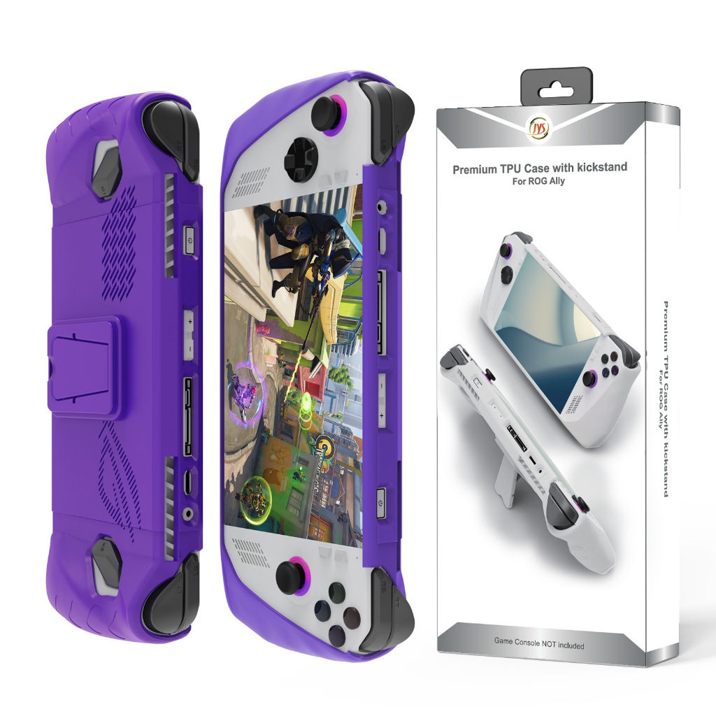 JYS เคสป้องกัน TPU ASUS ROG Ally พร้อมขายึดด้านหลัง ป้องกันเหงื่อ กันลื่นและป้องกันการตก
