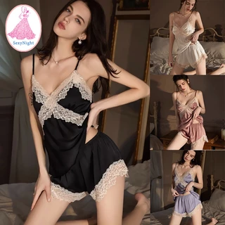 SexyNight 🌞🌞 ชุดนอนสตรี ผ้าไหม ชุดนอน ใส่สบาย บ้าน ราคาถูก พร้อมส่งจากไทย