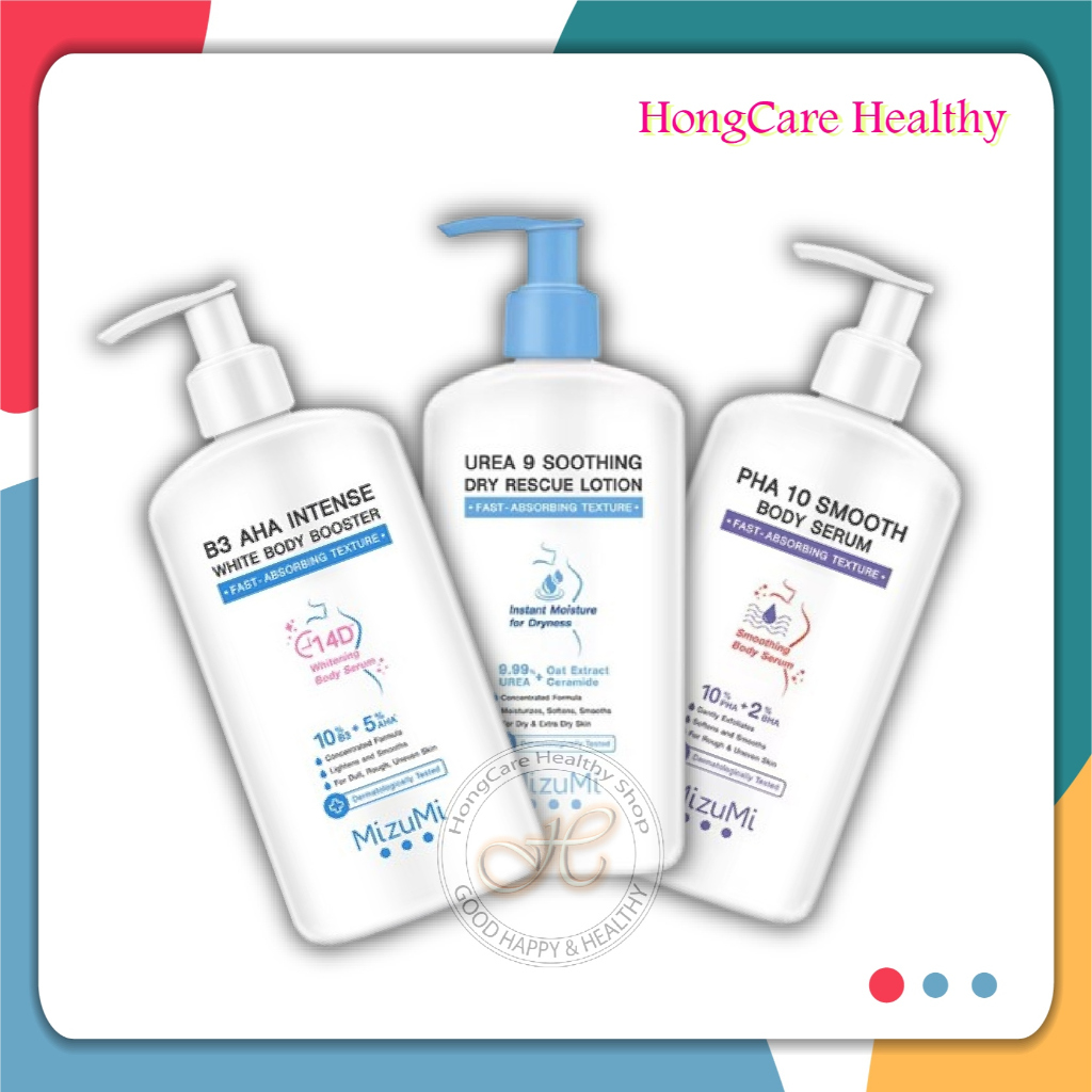 Mizumi B3 AHA Intense White Body Booster , PHA 10 Smooth Body Serum , Urea 9 Soothing Dry Rescue Lot
