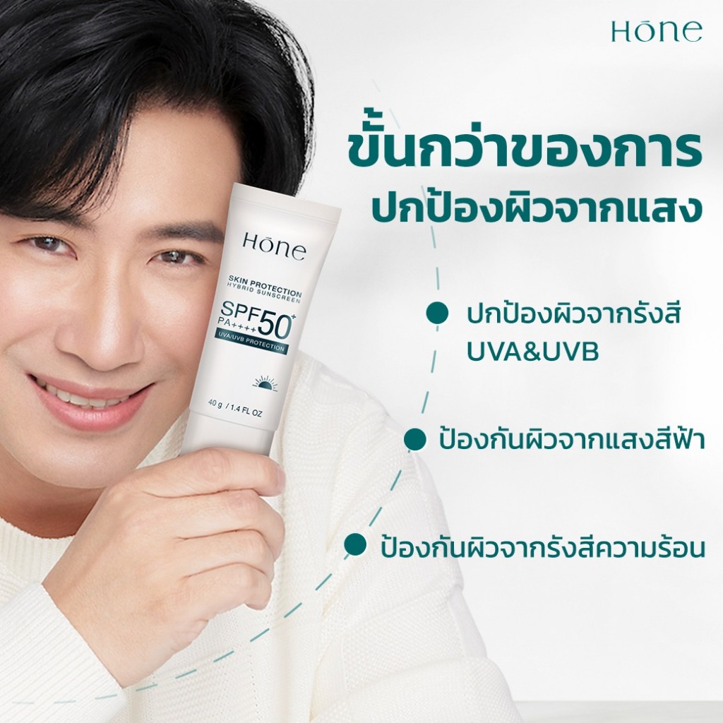 HONE โฮนกันแดด หนุ่มกรรชัย ครีมกันแดด เนื้อบางเบา บำรุงผิวหน้า (40g.) - รูปที่ 2